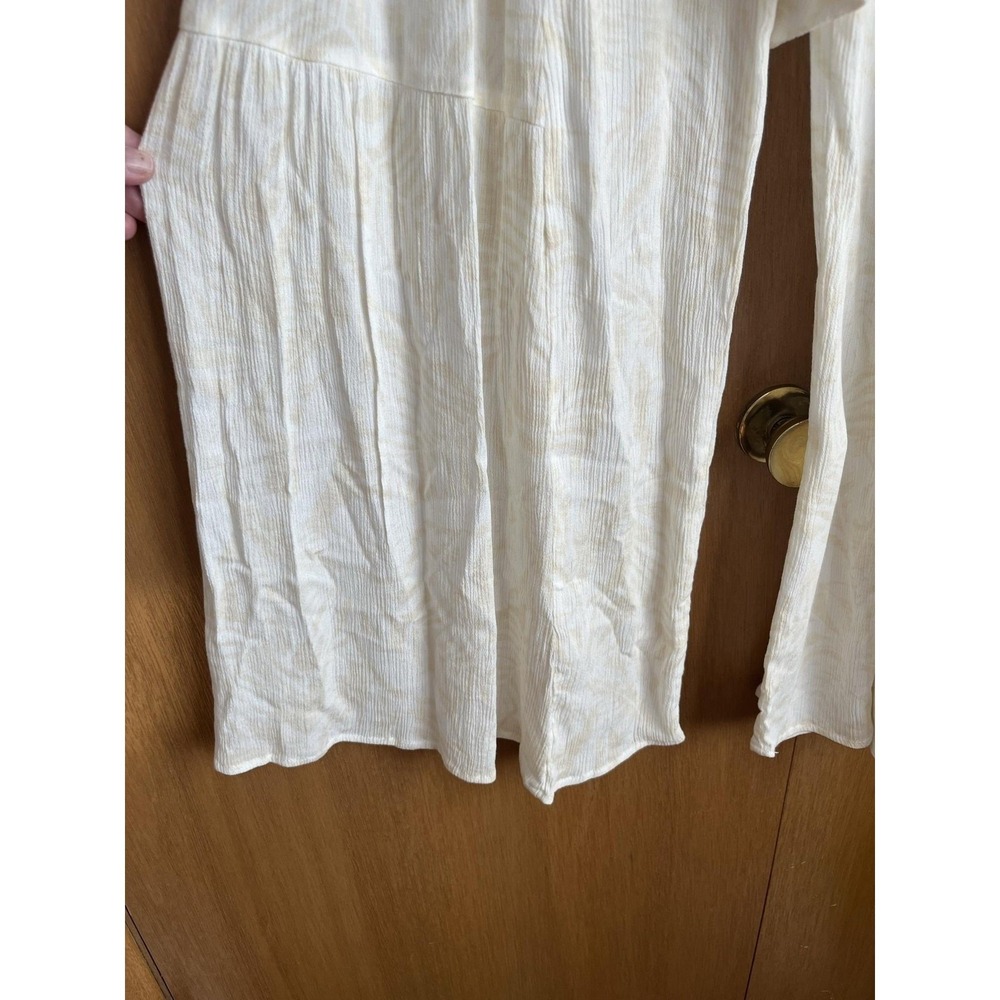 Sincerely Jules Pants Womens Medium White Paperbag Wide Leg Tie Waist Tropical - Picture 2 of 5
